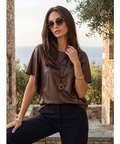 21-ΜΠΛΟΥΖΑ  DERPOULI 27452 DARK BROWN